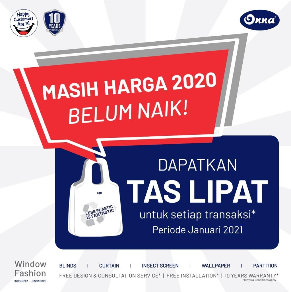 Kabar Gembira dari Onna! Masih Pricelist 2020! Plus Eco-bag Original Onna selama periode Januari 2021